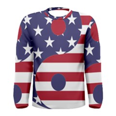 Yang Yin America Flag Abstract Art Asian Balance Men s Long Sleeve Tee