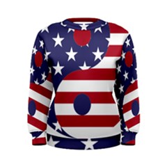 Yang Yin America Flag Abstract Art Asian Balance Women s Sweatshirt