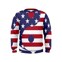 Yang Yin America Flag Abstract Art Asian Balance Kids  Sweatshirt