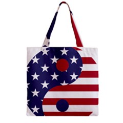 Yang Yin America Flag Abstract Art Asian Balance Zipper Grocery Tote Bag by Wegoenart