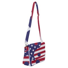 Yang Yin America Flag Abstract Art Asian Balance Shoulder Bag With Back Zipper by Wegoenart