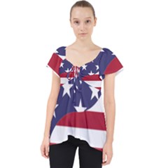 Yang Yin America Flag Abstract Art Asian Balance Lace Front Dolly Top by Wegoenart