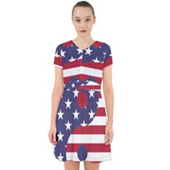 Yang Yin America Flag Abstract Art Asian Balance Adorable In Chiffon Dress by Wegoenart