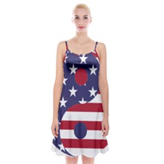 Yang Yin America Flag Abstract Art Asian Balance Spaghetti Strap Velvet Dress