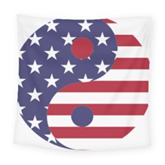 Yang Yin America Flag Abstract Art Asian Balance Square Tapestry (large)