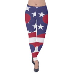 Yang Yin America Flag Abstract Art Asian Balance Velvet Leggings by Wegoenart