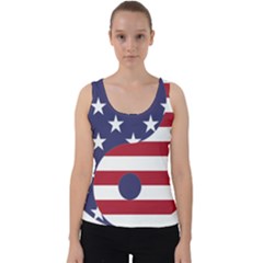 Yang Yin America Flag Abstract Art Asian Balance Velvet Tank Top by Wegoenart