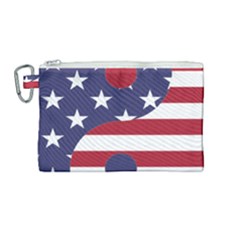 Yang Yin America Flag Abstract Art Asian Balance Canvas Cosmetic Bag (medium) by Wegoenart