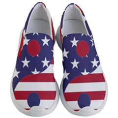 Yang Yin America Flag Abstract Art Asian Balance Women s Lightweight Slip Ons by Wegoenart