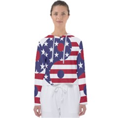 Yang Yin America Flag Abstract Art Asian Balance Women s Slouchy Sweat