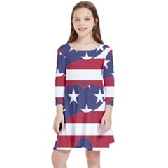 Yang Yin America Flag Abstract Art Asian Balance Kids  Quarter Sleeve Skater Dress by Wegoenart