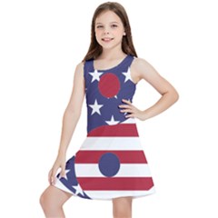 Yang Yin America Flag Abstract Art Asian Balance Kids  Lightweight Sleeveless Dress by Wegoenart