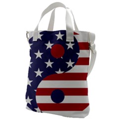 Yang Yin America Flag Abstract Art Asian Balance Canvas Messenger Bag by Wegoenart