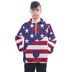 Yang Yin America Flag Abstract Art Asian Balance Men s Half Zip Pullover