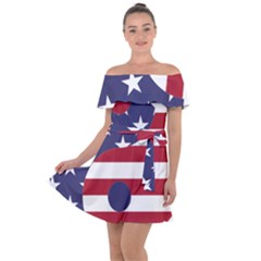 Yang Yin America Flag Abstract Art Asian Balance Off Shoulder Velour Dress by Wegoenart