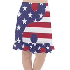 Yang Yin America Flag Abstract Art Asian Balance Fishtail Chiffon Skirt by Wegoenart