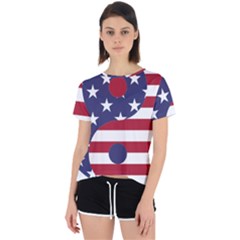 Yang Yin America Flag Abstract Art Asian Balance Open Back Sport Tee by Wegoenart