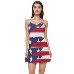 Yang Yin America Flag Abstract Art Asian Balance Short Frill Dress by Wegoenart