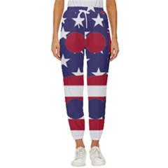 Yang Yin America Flag Abstract Art Asian Balance Women s Cropped Drawstring Pants by Wegoenart