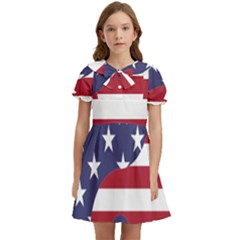 Yang Yin America Flag Abstract Art Asian Balance Kids  Bow Tie Puff Sleeve Dress by Wegoenart