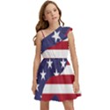 Yang Yin America Flag Abstract Art Asian Balance Kids  One Shoulder Party Dress View1