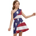 Yang Yin America Flag Abstract Art Asian Balance Kids  One Shoulder Party Dress View2