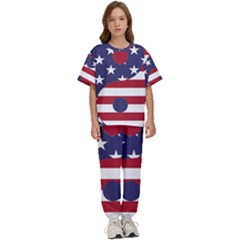 Yang Yin America Flag Abstract Art Asian Balance Kids  Tee And Pants Sports Set by Wegoenart