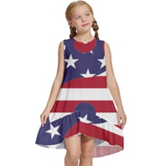 Yang Yin America Flag Abstract Art Asian Balance Kids  Frill Swing Dress by Wegoenart