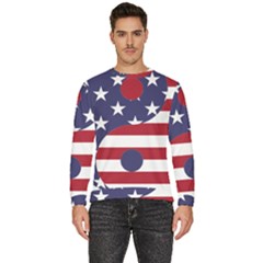 Yang Yin America Flag Abstract Art Asian Balance Men s Fleece Sweatshirt