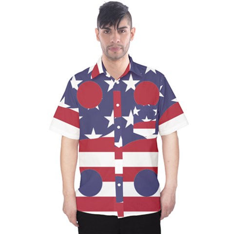 Yang Yin America Flag Abstract Art Asian Balance Men s Hawaii Shirt by Wegoenart