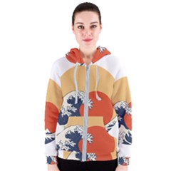 The Great Wave Off Kanagawa Waves Women s Zipper Hoodie