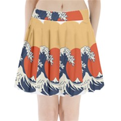 The Great Wave Off Kanagawa Waves Pleated Mini Skirt by Wegoenart