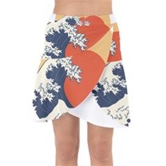 The Great Wave Off Kanagawa Waves Wrap Front Skirt by Wegoenart