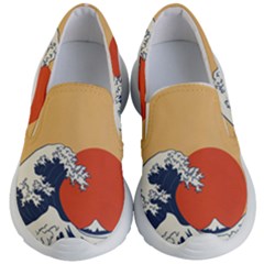 The Great Wave Off Kanagawa Waves Kids Lightweight Slip Ons by Wegoenart