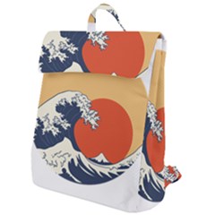 The Great Wave Off Kanagawa Waves Flap Top Backpack by Wegoenart