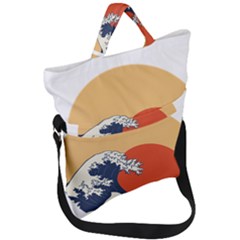 The Great Wave Off Kanagawa Waves Fold Over Handle Tote Bag by Wegoenart