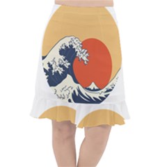 The Great Wave Off Kanagawa Waves Fishtail Chiffon Skirt by Wegoenart