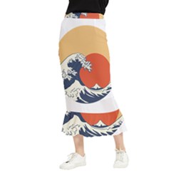 The Great Wave Off Kanagawa Waves Maxi Fishtail Chiffon Skirt by Wegoenart