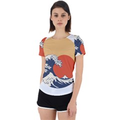 The Great Wave Off Kanagawa Waves Back Cut Out Sport Tee by Wegoenart