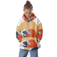 The Great Wave Off Kanagawa Waves Kids  Oversized Hoodie by Wegoenart