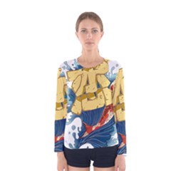 Wave Fish Koi Splash Character Carp Women s Long Sleeve Tee