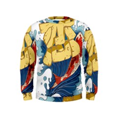 Wave Fish Koi Splash Character Carp Kids  Sweatshirt