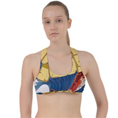 Wave Fish Koi Splash Character Carp Criss Cross Racerback Sports Bra by Wegoenart