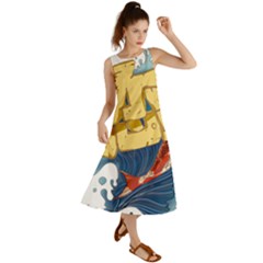 Wave Fish Koi Splash Character Carp Summer Maxi Dress by Wegoenart