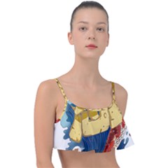 Wave Fish Koi Splash Character Carp Frill Bikini Top by Wegoenart