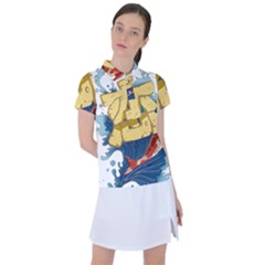 Wave Fish Koi Splash Character Carp Women s Polo Tee