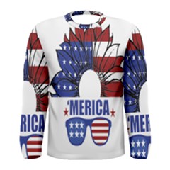 Usa Flag Sunglasses Usa Flag American Flag Flower Men s Long Sleeve Tee