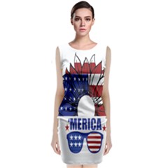 Usa Flag Sunglasses Usa Flag American Flag Flower Sleeveless Velvet Midi Dress