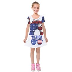 Usa Flag Sunglasses Usa Flag American Flag Flower Kids  Short Sleeve Velvet Dress