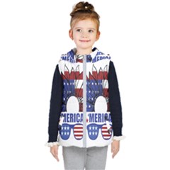 Usa Flag Sunglasses Usa Flag American Flag Flower Kids  Hooded Puffer Vest by Wegoenart